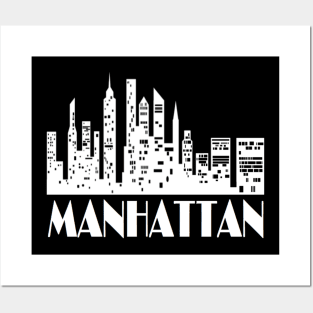 Manhattan Skyline New York City - WHITE Posters and Art